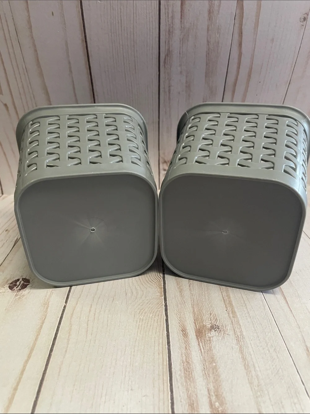 Room Essentials Gray Woven Plastic Desk Pencils Holders Set of 2 Organizer Small